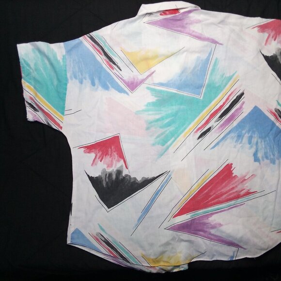 Vintage Touche L.A. Abstract Geometric Strokes Button Shirt Blouse - Picture 6 of 7